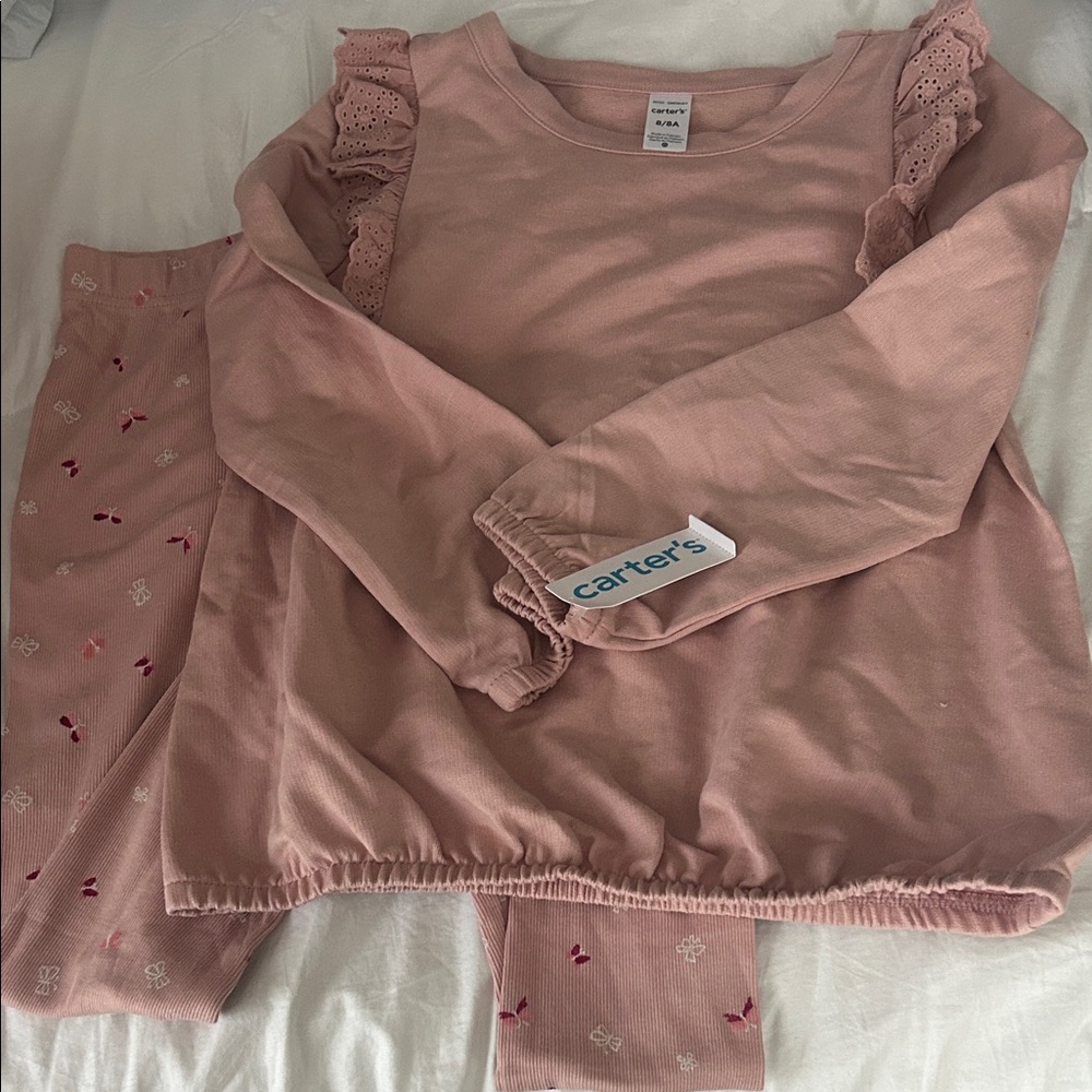 Carter's Dusty Pink Ruffle Pajama Set
